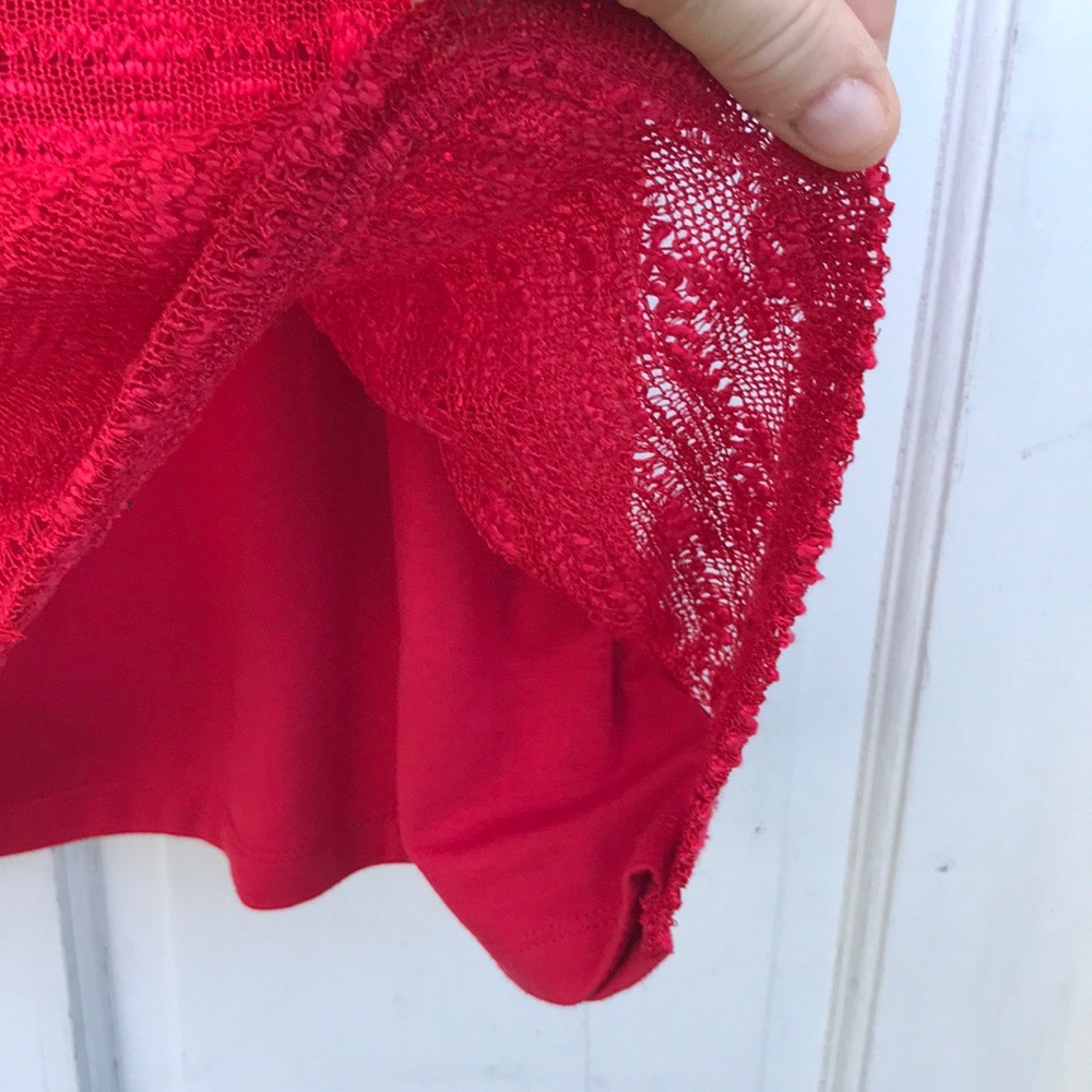 Ruby Rd. Petite Red Knit Crochet Front Lined Tank Top Women’s PXL